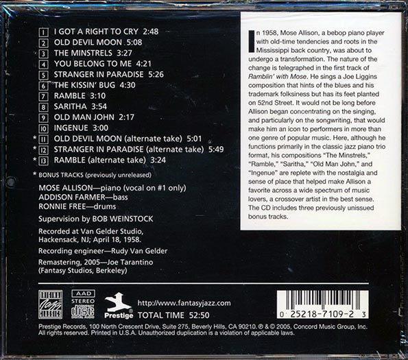 Mose Allison - Ramblin' With Mose (CD)
