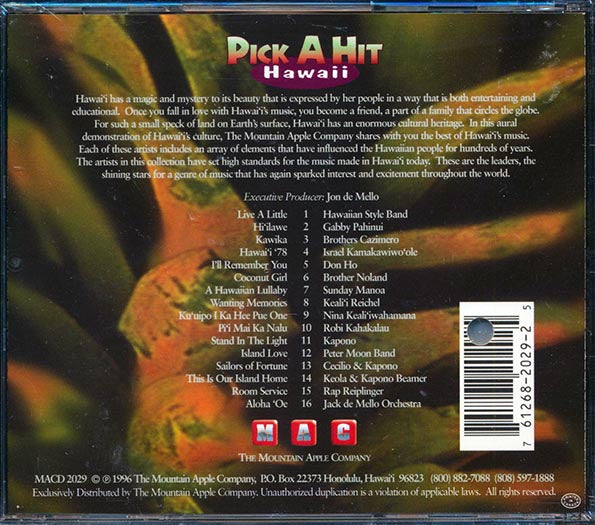 Hawaiian Style Band, Gabby Pahinui, The Brothers Cazimero, Etc. - Pick A Hit Hawaii (CD)