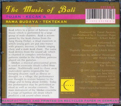 Tojan & Rama Budaya - Kecak & Tektekan: The Music Of Bali Volume 3 (CD)