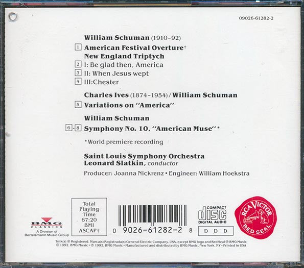 William Schuman, Saint Louis Symphony Orchestra, Leonard Slatkin - Symphony No. 10; New England Triptych; American Festival Overture (CD)