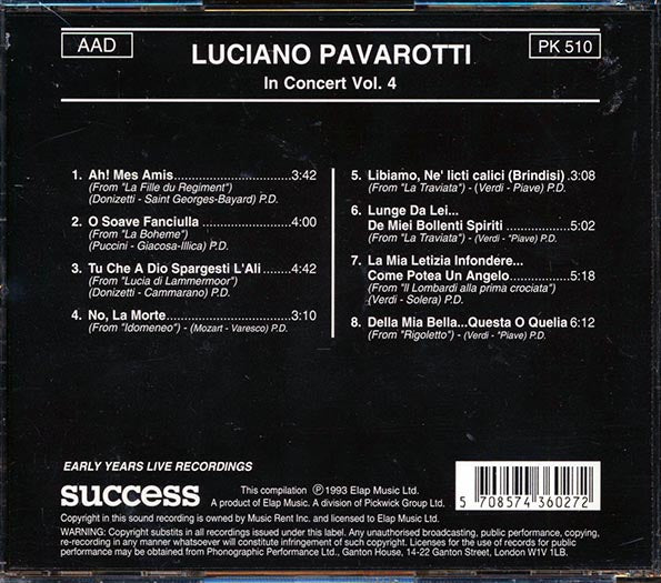 Luciano Pavarotti - In Concert Volume 4 (CD)