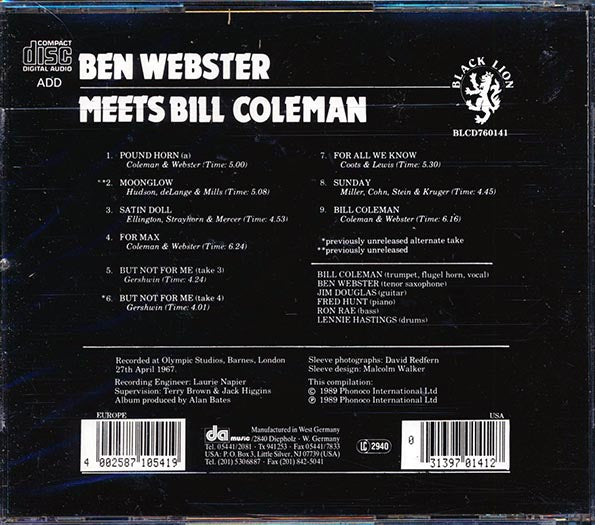 Ben Webster, Bill Coleman - Ben Webster Meets Bill Coleman (CD)