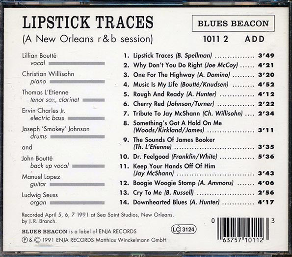 Lillian Boutte, Christian Willisohn - Lipstick Traces: A New Orleans R & B Session (CD)