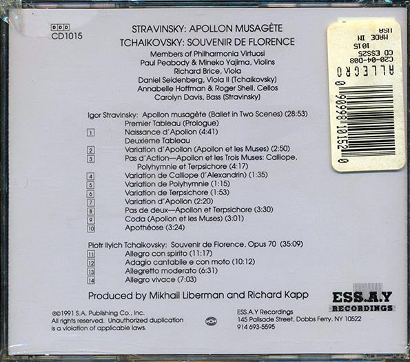 Stravinsky, Apollon Musagete, Tchaikovsky, Souvenir De Florence - Members Of Philharmonia Virtuosi (CD)
