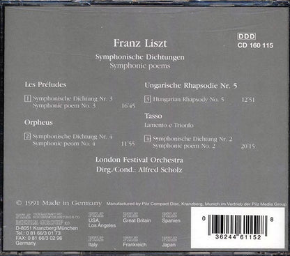 Franz Liszt - Symphonische Dichtungen, Les Preludes, Orpheus, Tasso, Ungarische Rhapsodie No. 5 (CD)