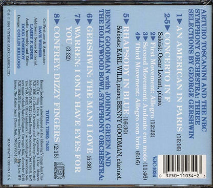 Arturo Toscanini, Benny Goodman, Johnny Green, George Gershwin - Rhapsody In Blue; An American In Paris Concerto In F (CD)