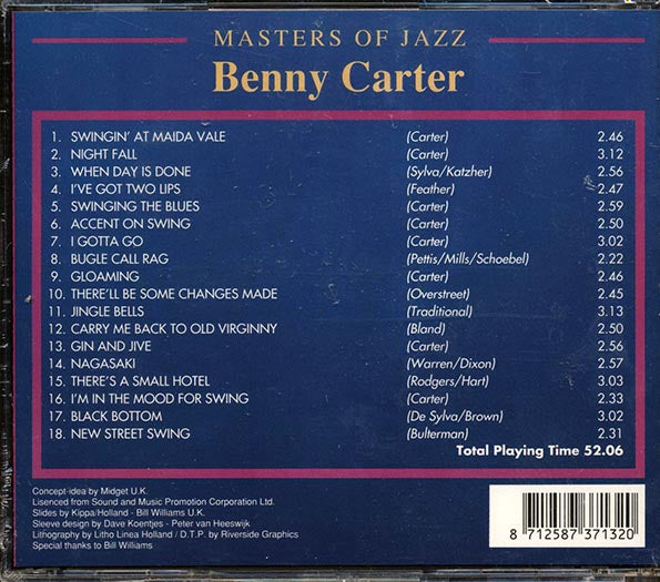 Benny Carter - Masters Of Jazz: Black Bottom (CD)