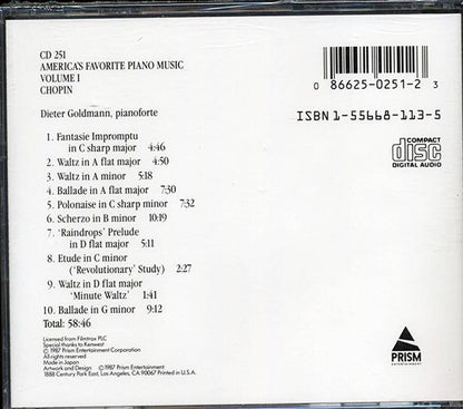 Chopin - America's Favorite Classics: Piano Music Volume 1: Chopin (CD)