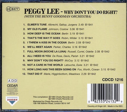 Peggy Lee, Benny Goodman & His Orchestra - Why Don't You Do Right (CD)