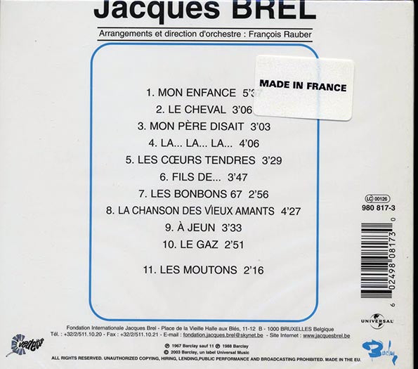 Jacques Brel - Jacques Brel 67 (CD)