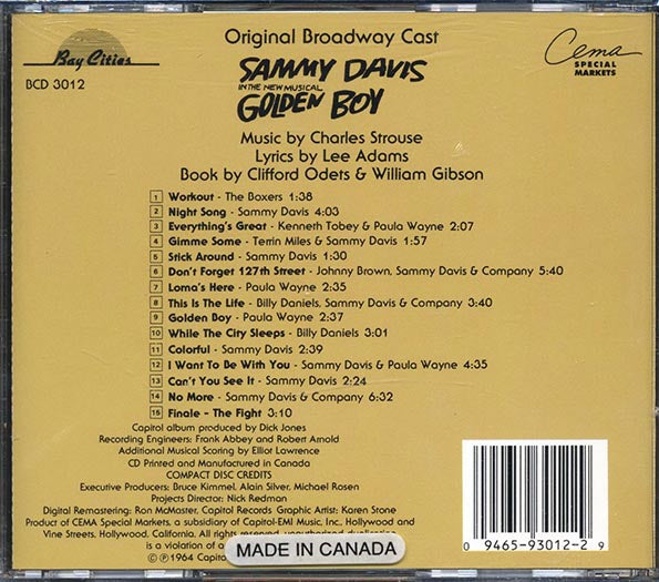 Sammy Davis, Kenneth Tobey, Paula Wayne, Etc. - Golden Boy: Original Broadway Cast (CD)