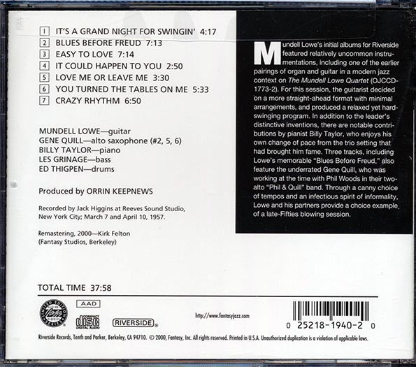 Mundell Lowe - A Grand Night For Swinging (CD)