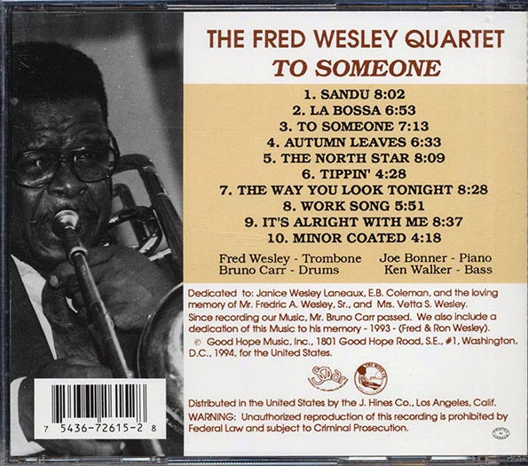 Fred Wesley Quartet - To Someone (CD)