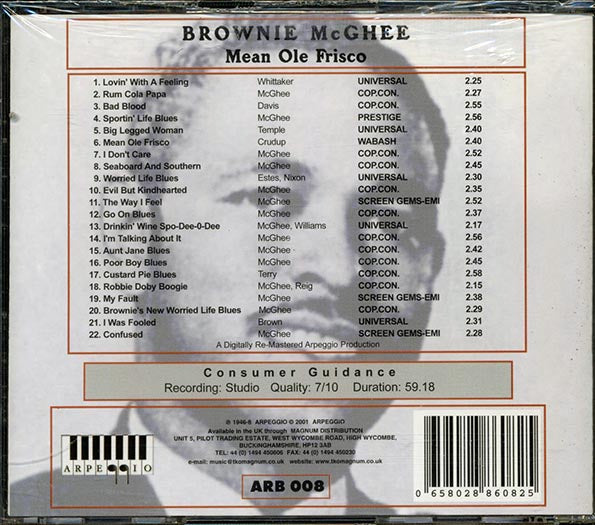 Brownie McGhee - Mean Ole Frisco (CD)