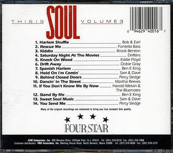 Bob & Earl, Fontella Bass, Brook Benton, The Drifters, Etc. - This Is Soul Volume 3 (CD)
