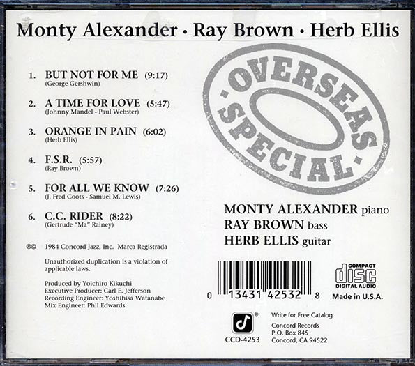 Monty Alexander, Ray Brown, Herb Ellis - Overseas Special (CD)