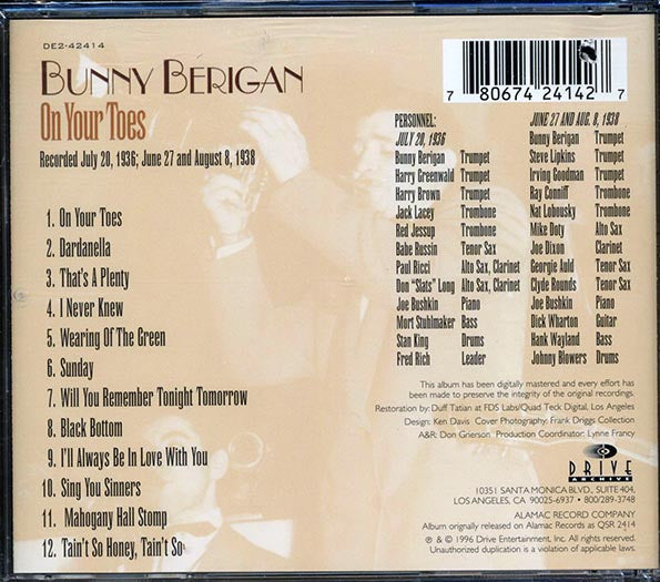 Bunny Berigan & His Orchestra - On Your Toes (CD)