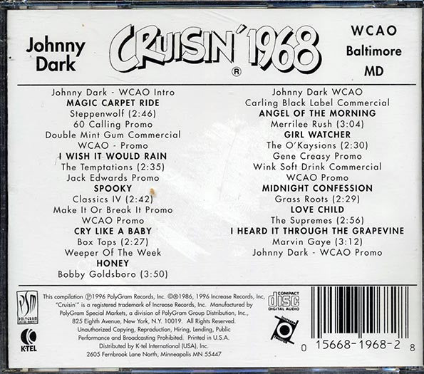 Johnny Dark, Steppenwolf, The Temptations, Etc. - Cruisin' 1968 (CD)