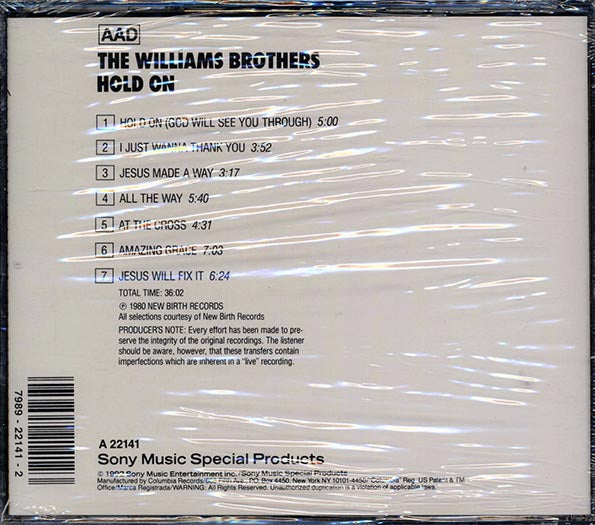 The Williams Brothers - Hold On (CD)