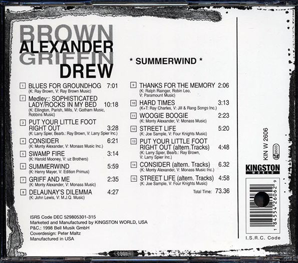 Monty Alexander, Ray Brown, Johnny Griffin, Martin Drew - Summerwind (CD)