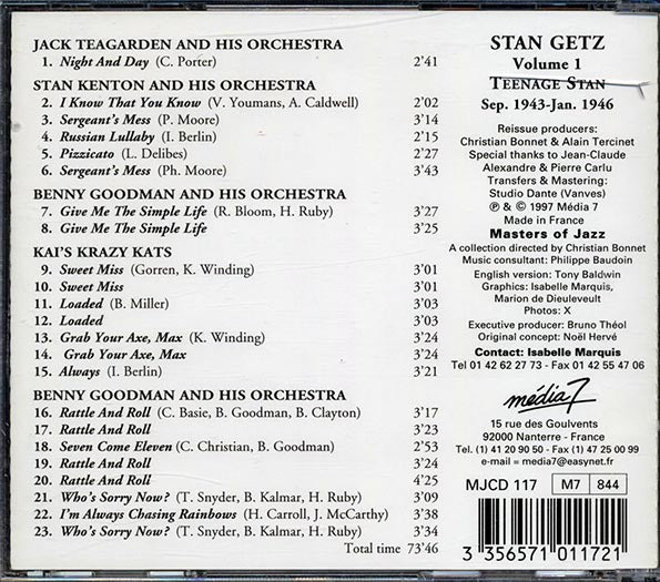 Stan Getz - Volume 1: Teenage Stan 1943-1946 Complete Edition (CD)
