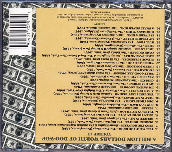 Teen-Kings, The Rhythm Cadets, The Lollypops, Etc. - A Million Dollars Worth Of Doo-Wop Volume 13 (CD)