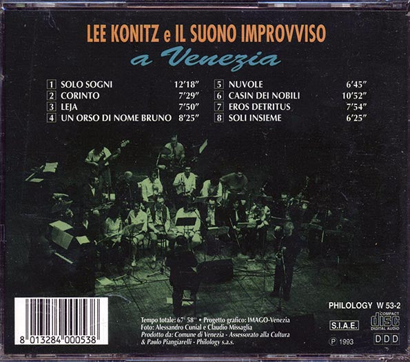 Lee Konitz - Lee Konitz E Il Suono Improvviso A Venezia (CD)