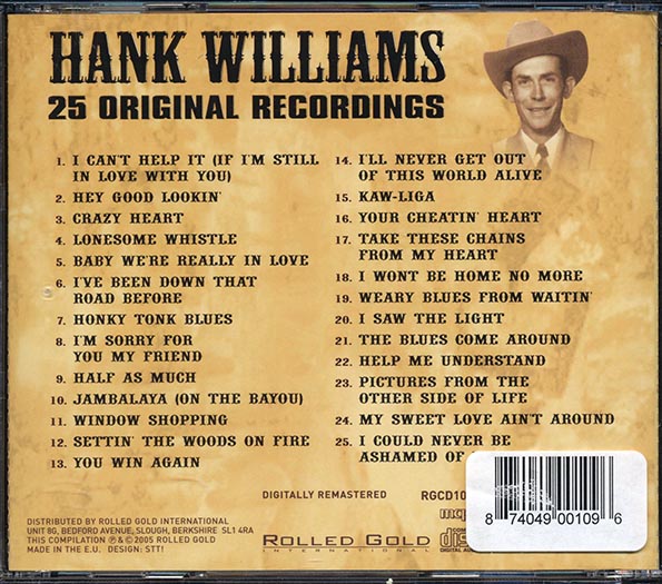 Hank Williams - 25 Original Recordings (CD)