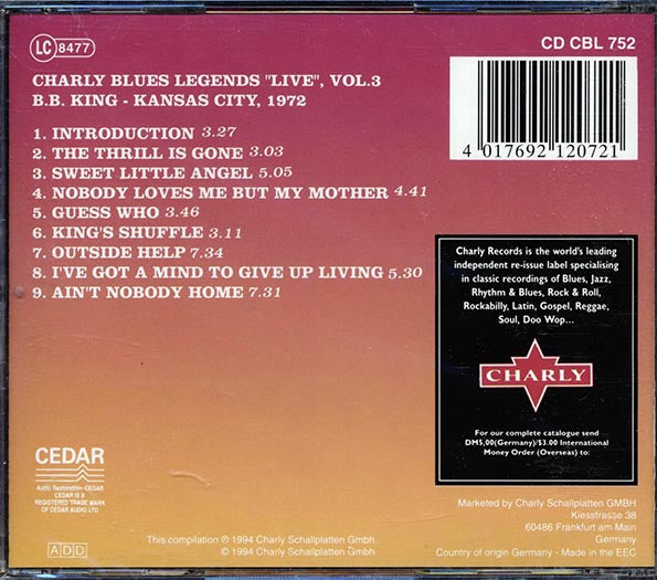 BB King - Kansas City 1972 (CD)