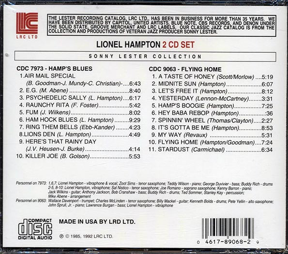 Lionel Hampton - Hamp's Blues + Flying Home (2 albums on 2 CDs) (21 tracks) (CD)