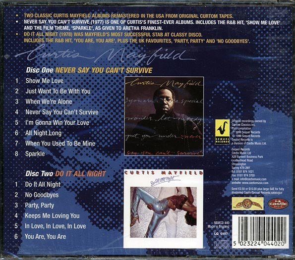 Curtis Mayfield - Never Say You Can't Survive + Do It All Night (2 albums on 2 CDs) (CD)