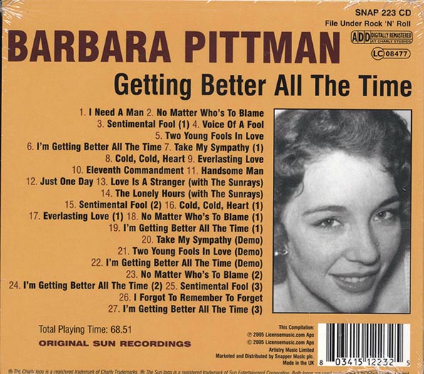 Barbara Pittman - Getting Better All The Time (CD)