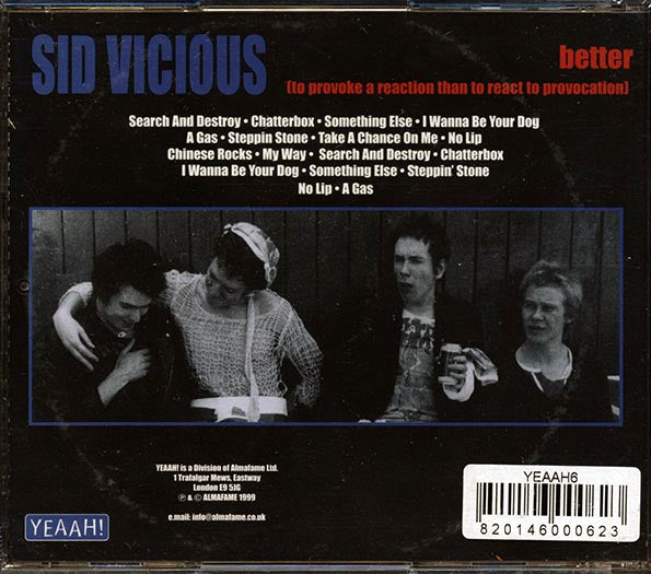 Sid Vicious - Better To Provoke A Reaction Than To React To Provocation (CD)