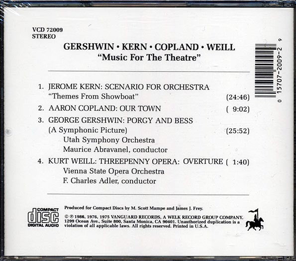 Gershwin, Kern, Copland, Etc. - Music For The Theatre (CD)