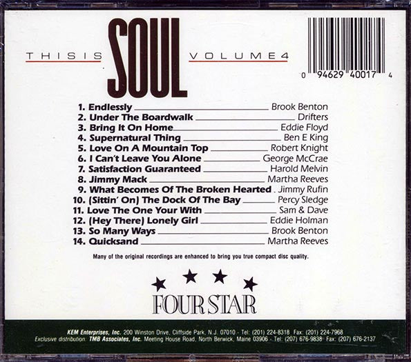 Drifters, Eddie Floyd, Ben E King, Sam & Dave, Etc. - This Is Soul Volume 4 (CD)