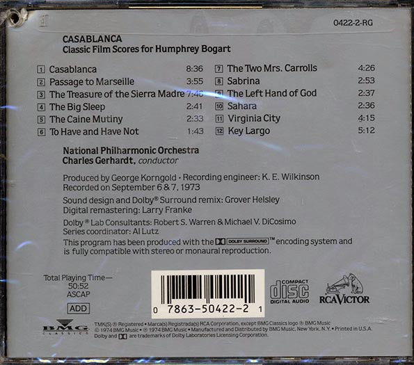 Charles Gerhardt, National Philharmonic Orchestra - Casablanca: Classic Film Scores For Humphrey Bogart (CD)