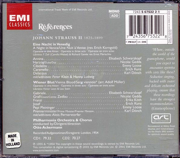 Johann Strauss Jr., Elisabeth Schwarzkopf, Nicolai Gedda, Etc. - References (CD)