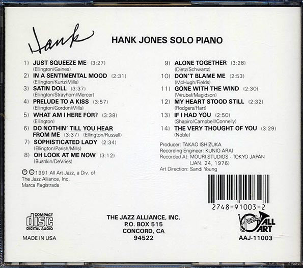 Hank Jones - Solo Piano (CD)