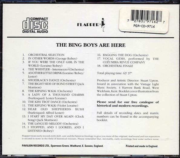 George Robey, Violet Loraine, Alfred Lester, Etc. - The Bing Boys Are Here (CD)