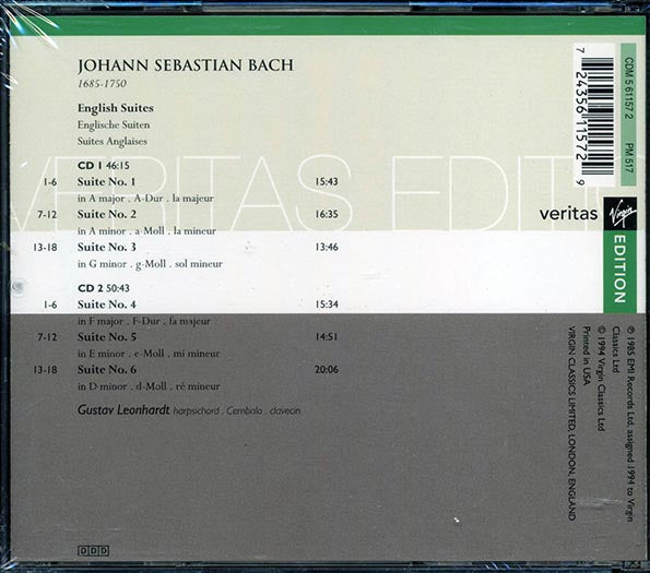 Bach, Gustav Leonhardt - 6 English Suites (CD)