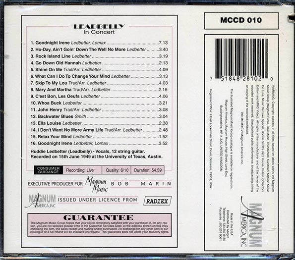 Leadbelly - In Concert (CD)