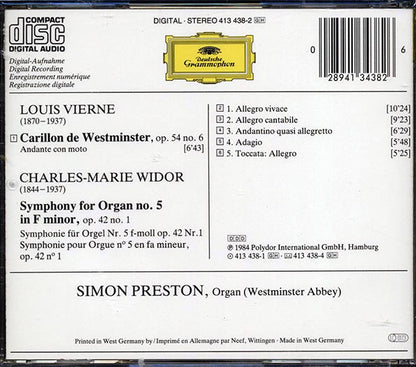Widor, Vierne, Simon Preston - Symphony No. 5; Carillon De Westminster (CD)