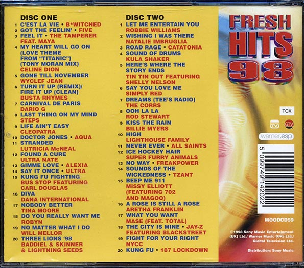 Celine Dion, Wyclef Jean, Five, Etc. - Fresh Hits 98 (40 tracks) (CD)