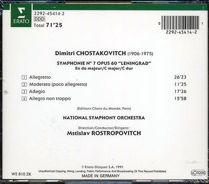 Chostakovitch, National Symphony Orchestra, Mstislav Rostropovitch - Symphonie No. 7: Lenningrad (CD)