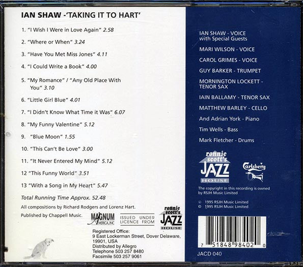 Ian Shaw - Taking It To Hart: The Songs Of Rodgers & Hart (CD)