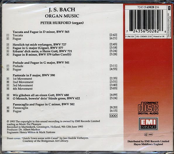 Peter Hurford - Playing Organs Of Bach's Time Volume 1 (CD)
