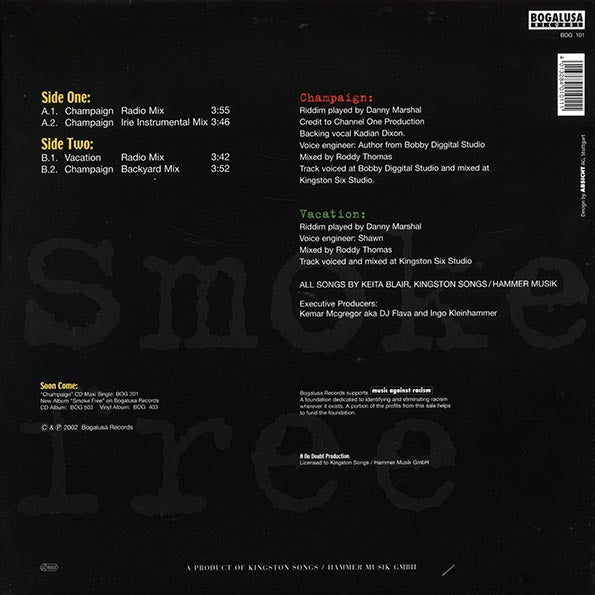 Anthony B - Champaign; Champaign Irie Instrumental Mix  /  Anthony B - Vacation; Champaign Backyard Mix (INCLUDES POSTER) (12")