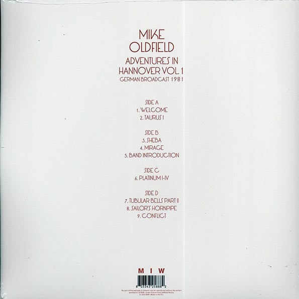 Mike Oldfield - Adventures In Hannover Volume 1: German Broadcast 1981 (LP) - PureSound Records