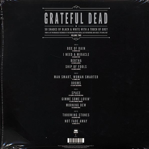 Grateful Dead - 50 Shades Of Black & White With A Touch Of Grey Volume 2: Brendan Byrne Arena, East Rutherford, New Jersey, 7th April 1987 (LP) - PureSound Records