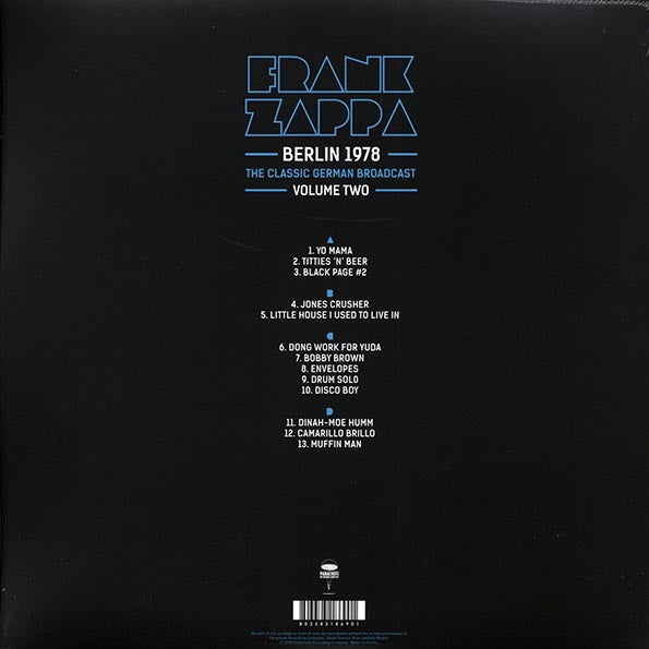 Frank Zappa - Berlin 1978 Volume 2: The Classic German Broadcast (LP) - PureSound Records